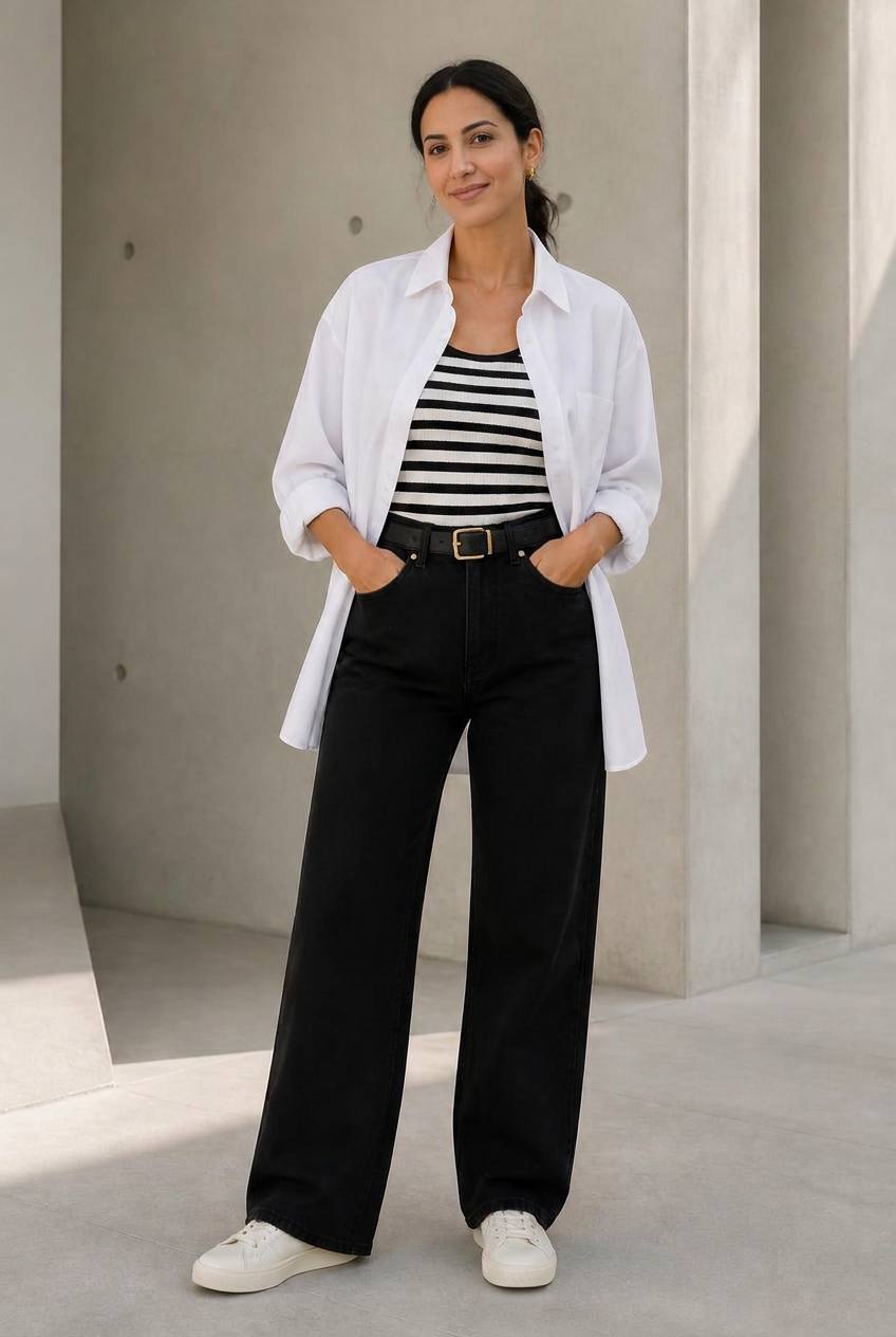 Open Shirt, Clean Lines modest outfit inspiration